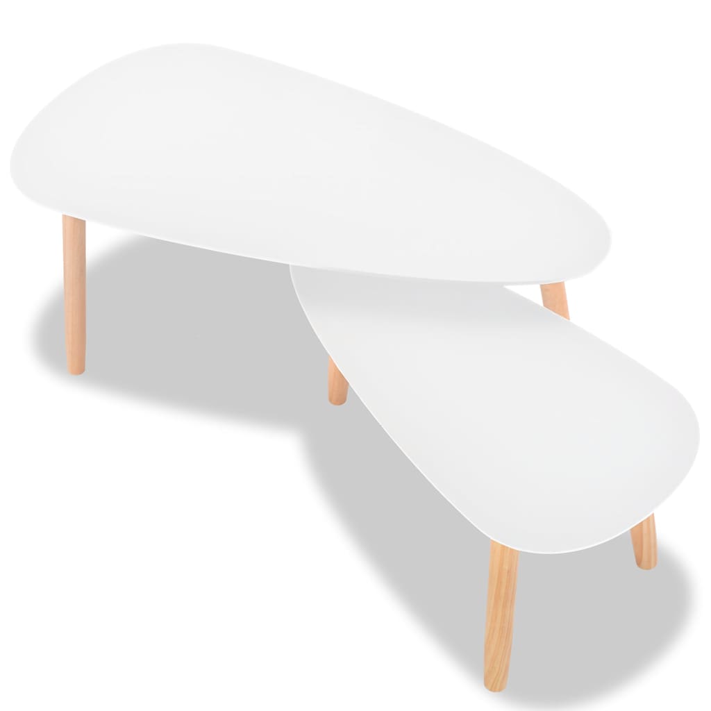 Ensemble de tables basses 2 pcs Bois de pin massif Blanc - XIOS