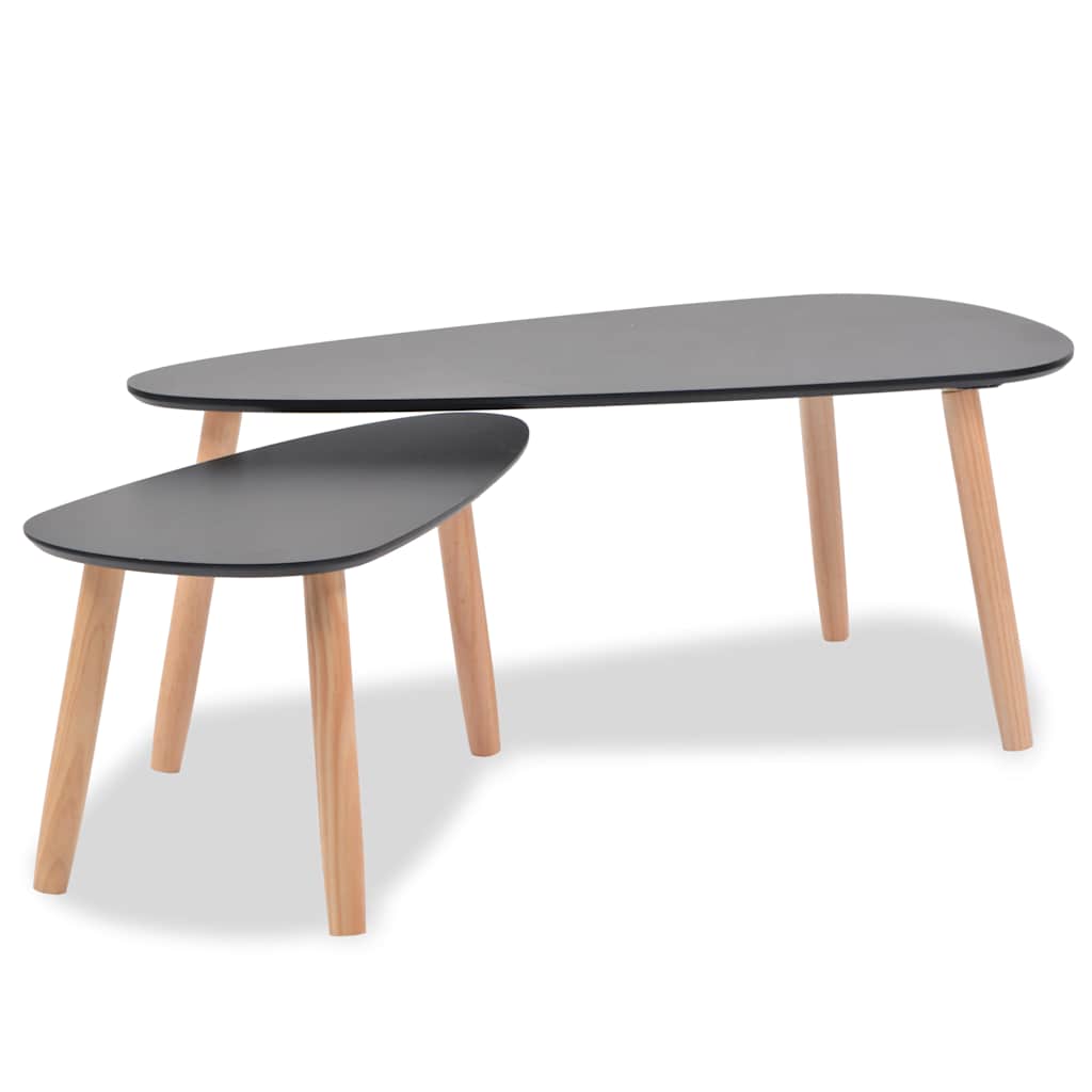 Ensemble de tables basses 2 pcs Bois de pin massif Noir - XIOS