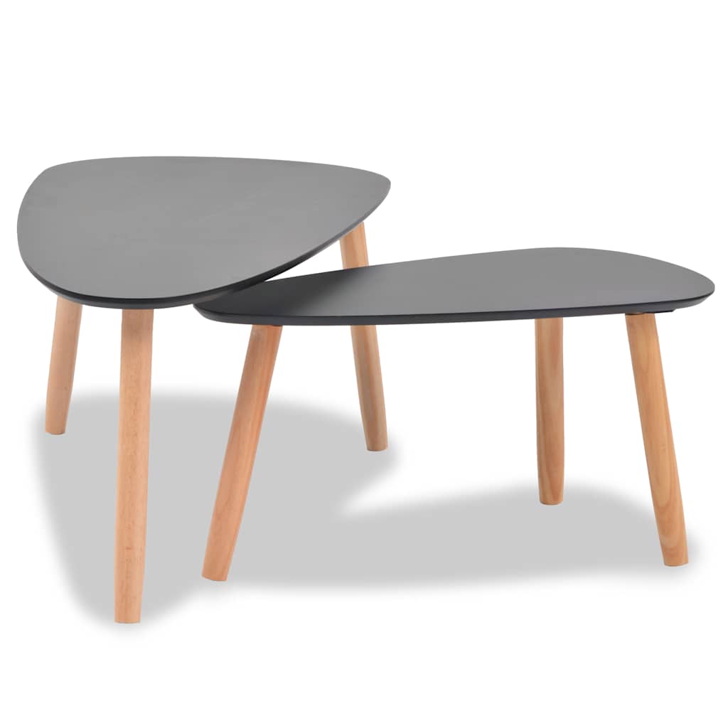 Ensemble de tables basses 2 pcs Bois de pin massif Noir - XIOS