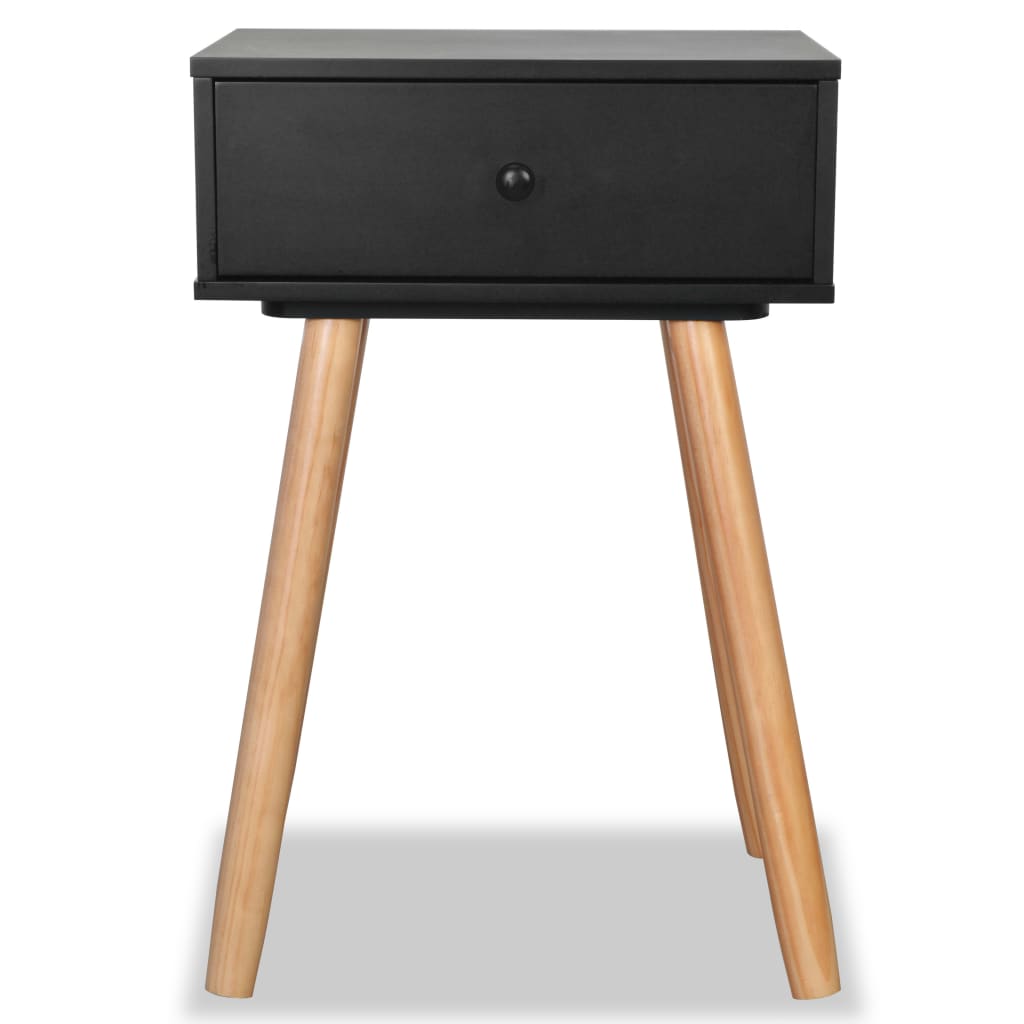 Table de chevet 2 pcs Bois de pin massif 40 x 30 x 61 cm Noir - XIOS