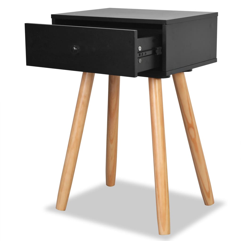 Table de chevet 2 pcs Bois de pin massif 40 x 30 x 61 cm Noir - XIOS