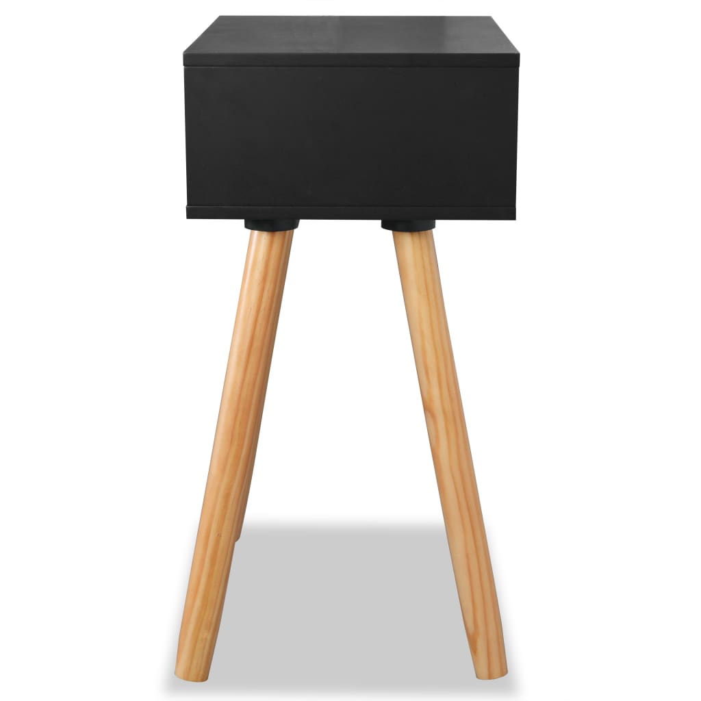 Table de chevet 2 pcs Bois de pin massif 40 x 30 x 61 cm Noir - XIOS