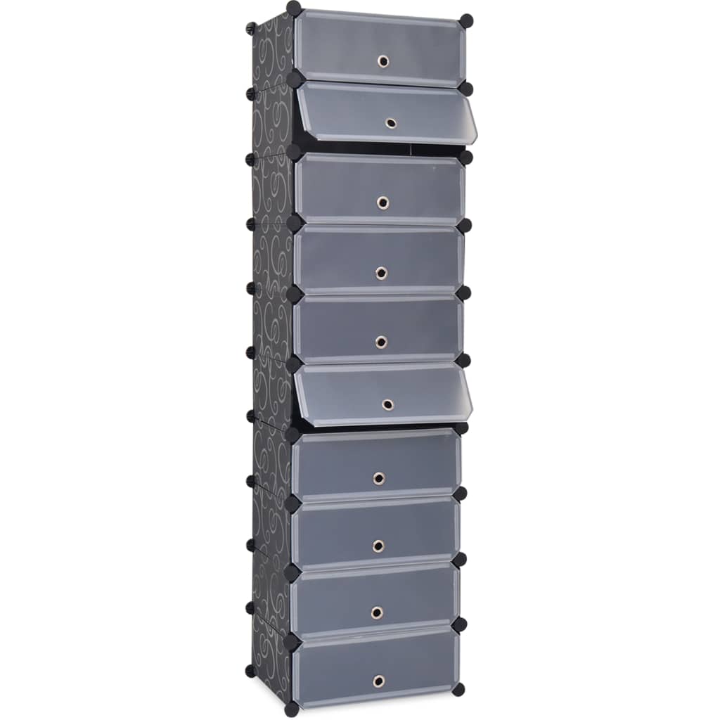 Armoire à chaussures avec 10 compartiments Noir XIOS