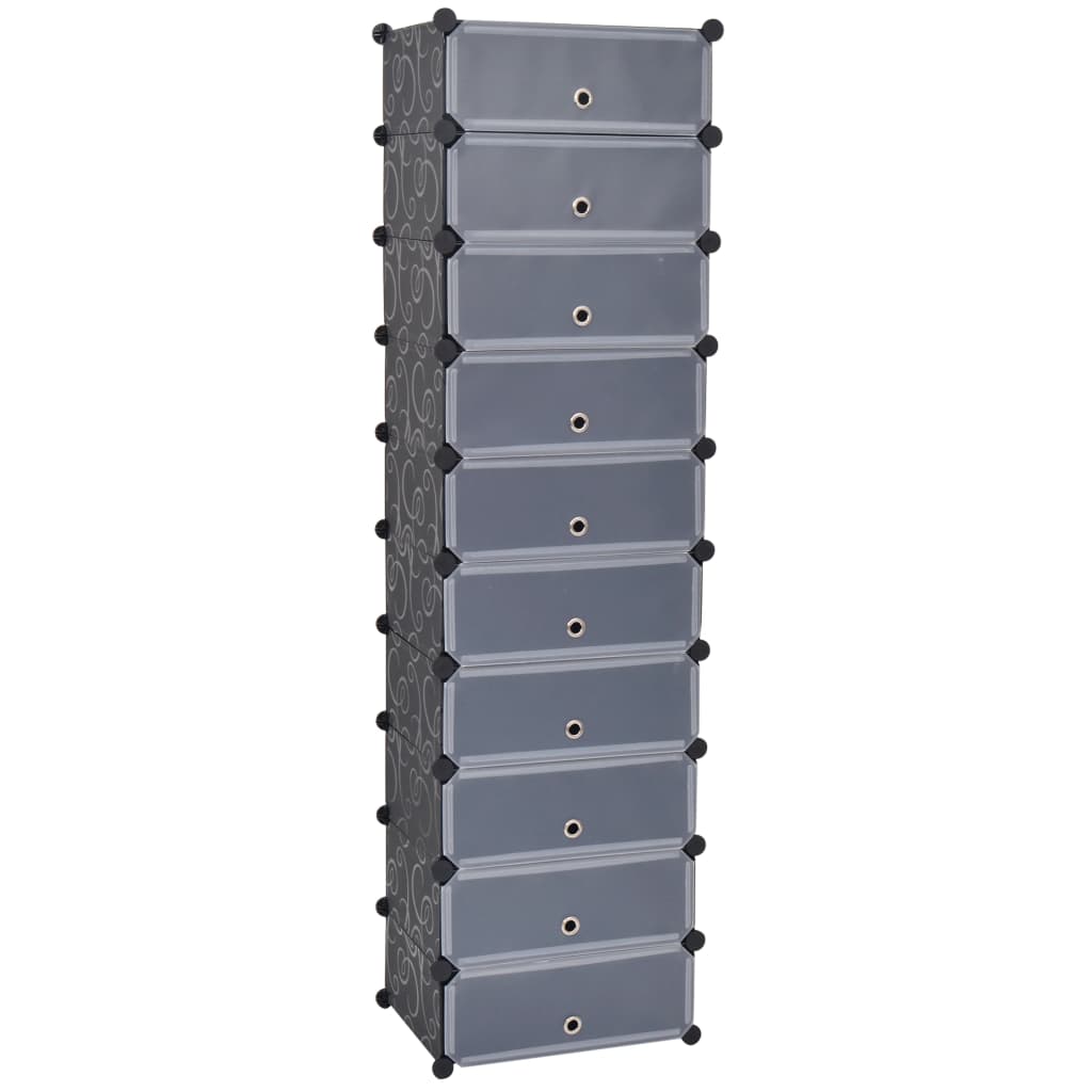 Armoire à chaussures avec 10 compartiments Noir XIOS