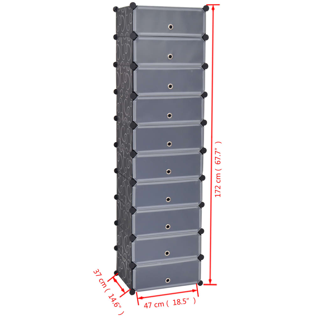 Armoire à chaussures avec 10 compartiments Noir - XIOS