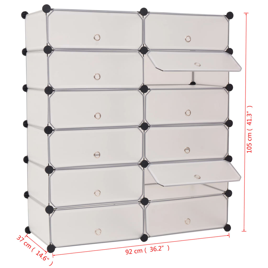 Armoire à chaussures avec 12 compartiments Blanc - XIOS