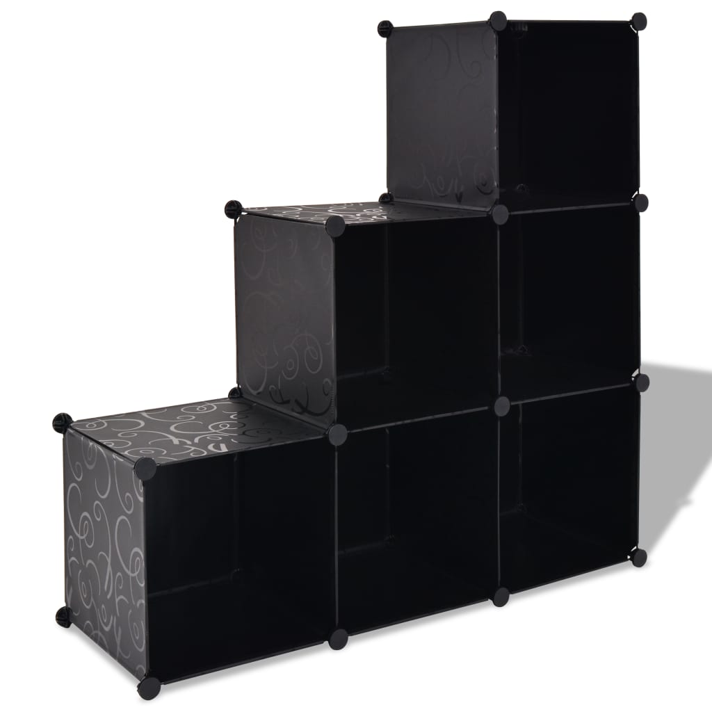 Organisateur de rangement cube avec 6 compartiments Noir XIOS