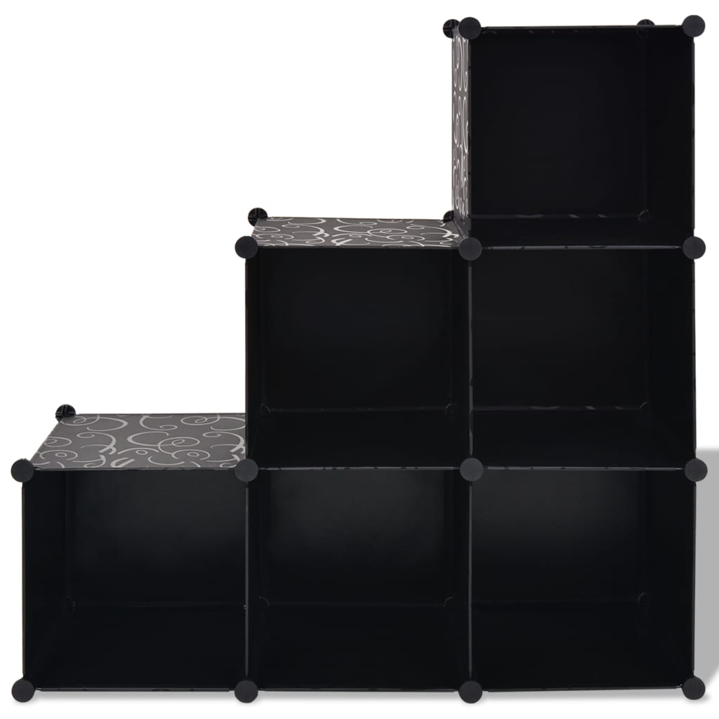 Organisateur de rangement cube avec 6 compartiments Noir XIOS