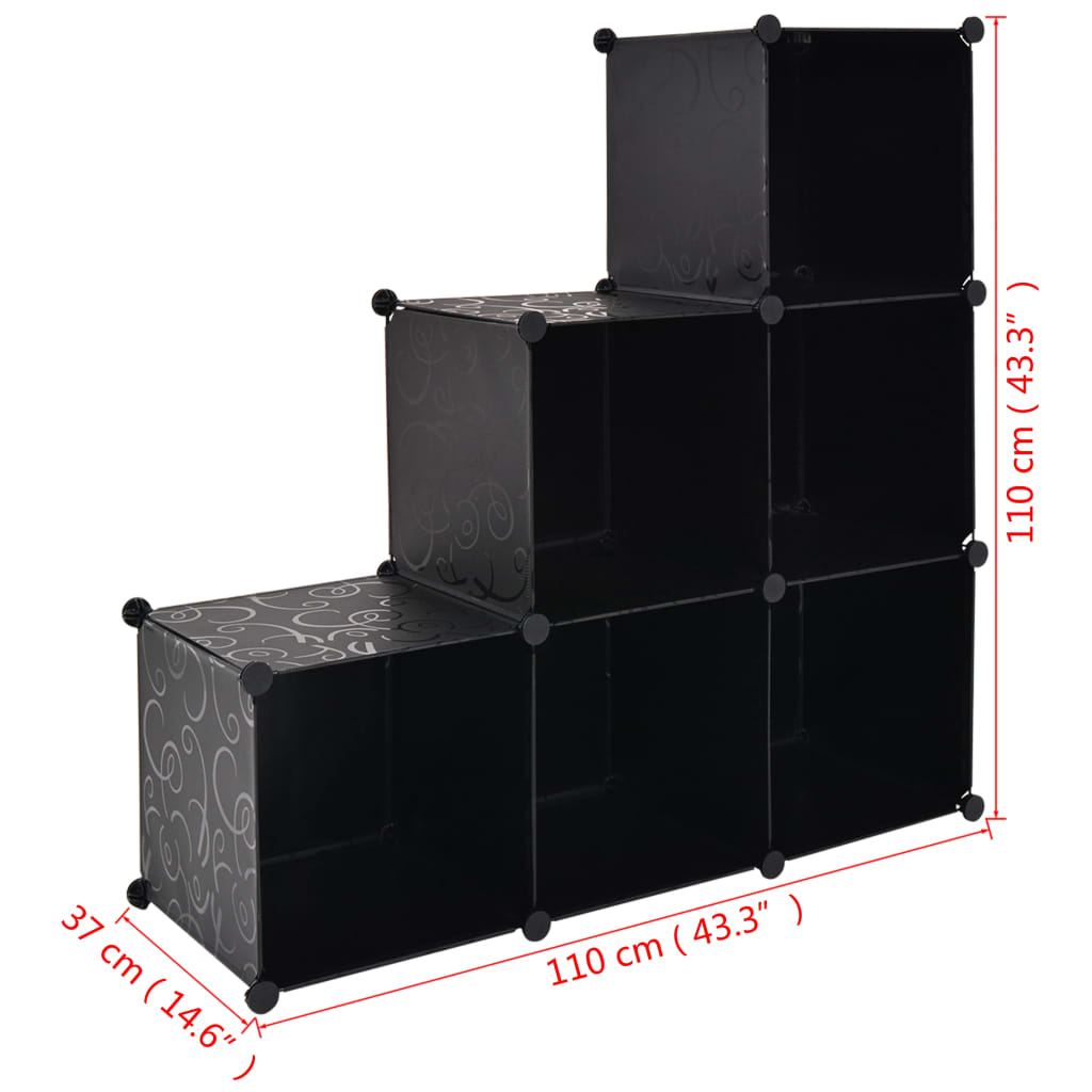 Organisateur de rangement cube avec 6 compartiments Noir - XIOS