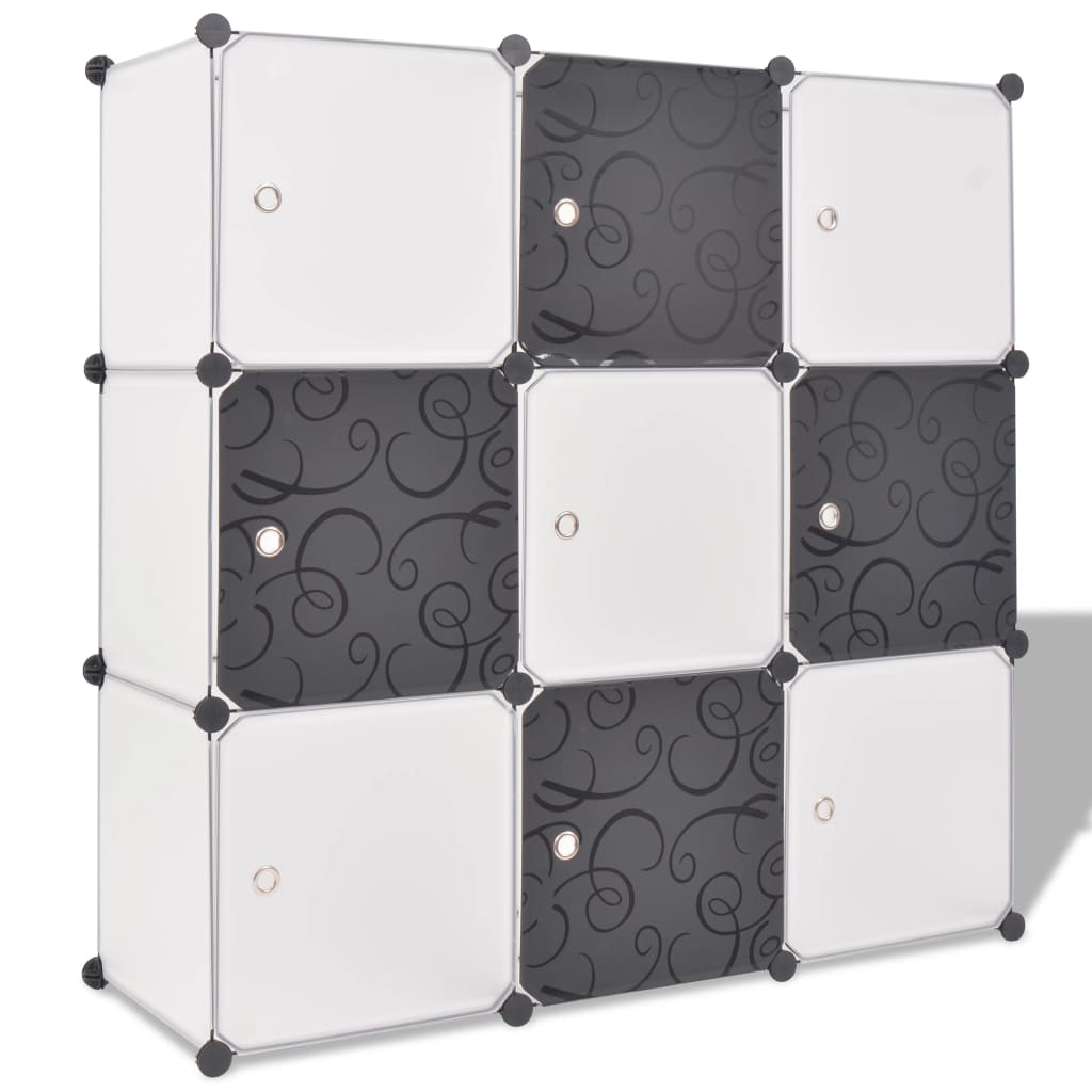 Organisateur de rangement cube avec 9 compartiments Noir/Blanc XIOS
