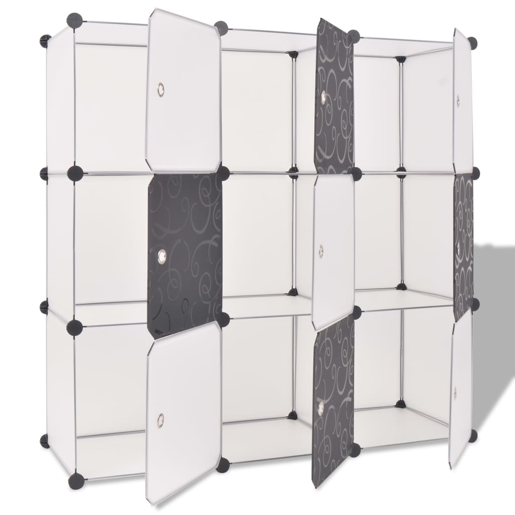Organisateur de rangement cube avec 9 compartiments Noir/Blanc XIOS