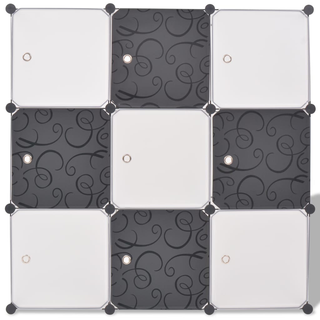Organisateur de rangement cube avec 9 compartiments Noir/Blanc XIOS