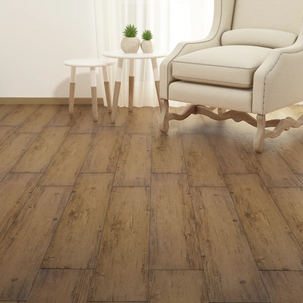 Planches de plancher PVC Non auto-adhésif 5,26 m² Marron noyer Tapis & revêtements de sol vidaXL