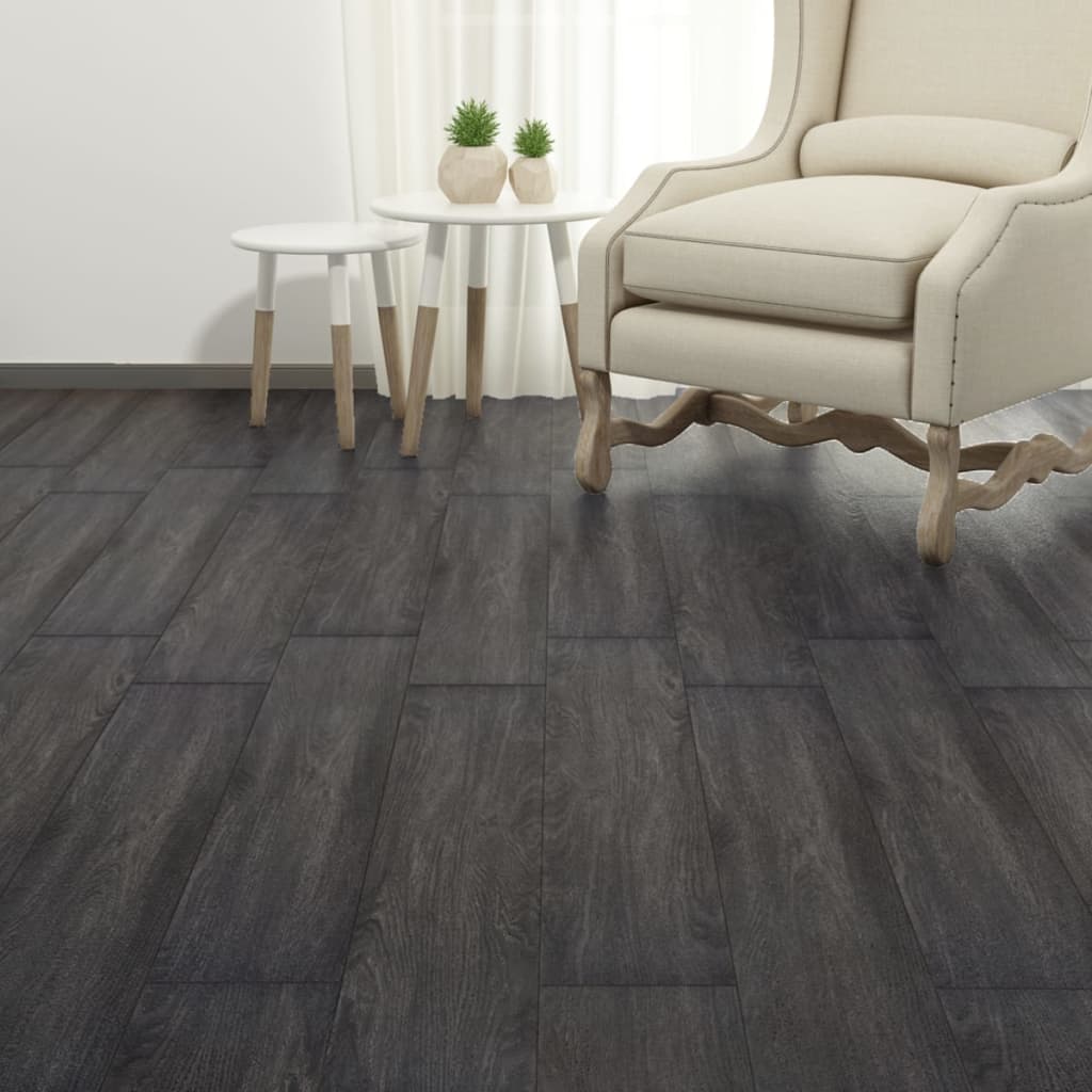 Planches de plancher PVC Non auto-adhésif 5,26 m² Noir et blanc Tapis & revêtements de sol vidaXL