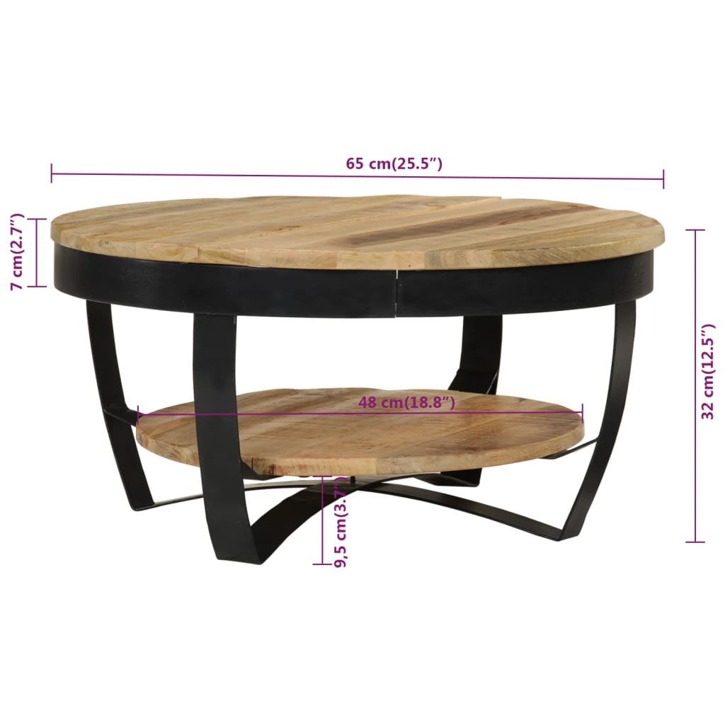 Table basse Bois massif de manguier brut 65x32 cm - XIOS