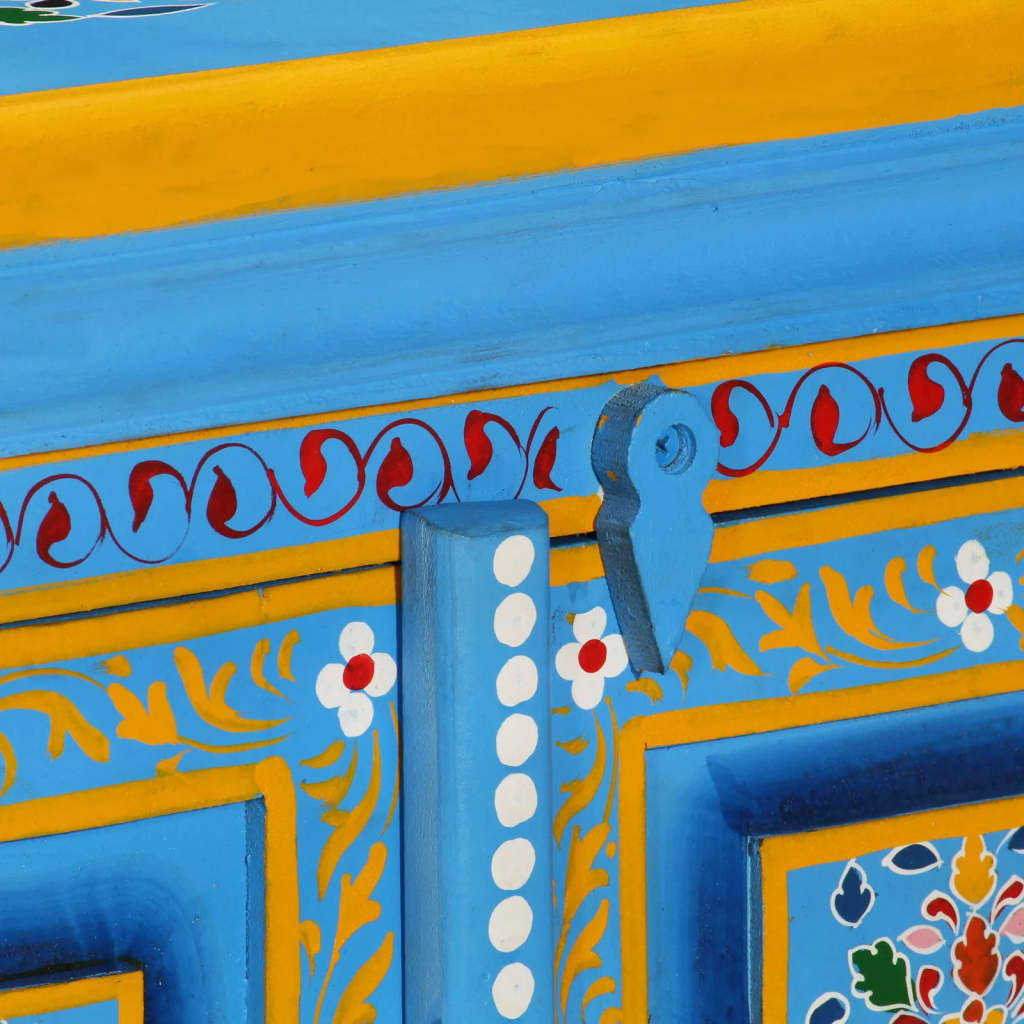 Buffet Bois massif de manguier Peinture manuelle turquoise XIOS
