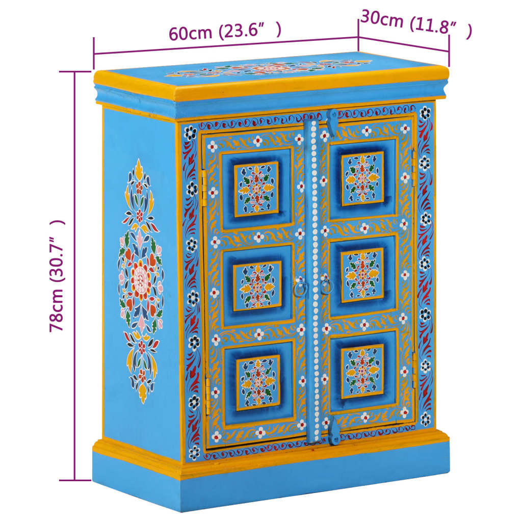 Buffet Bois massif de manguier Peinture manuelle turquoise XIOS