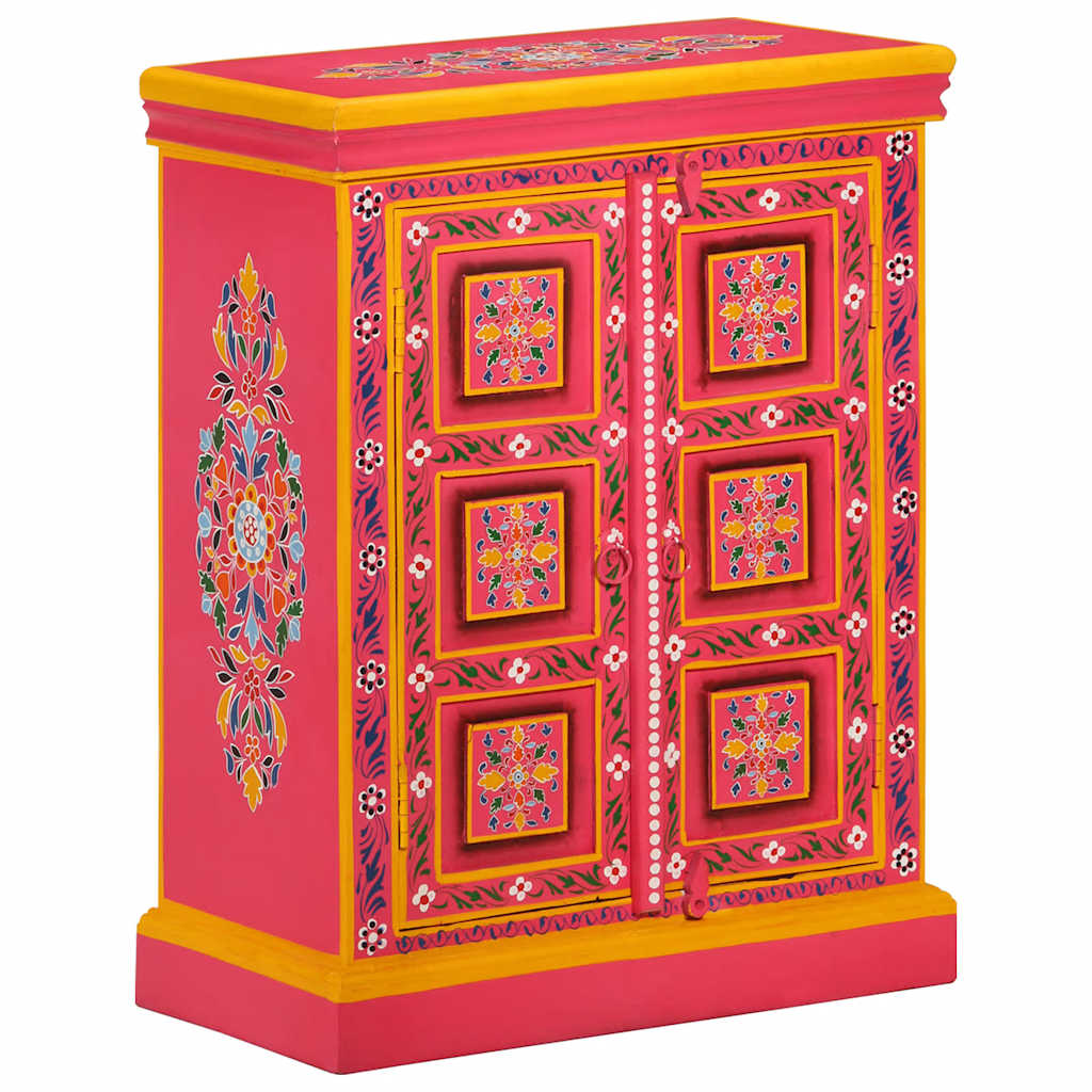 Buffet Bois massif de manguier Peinture rose à la main