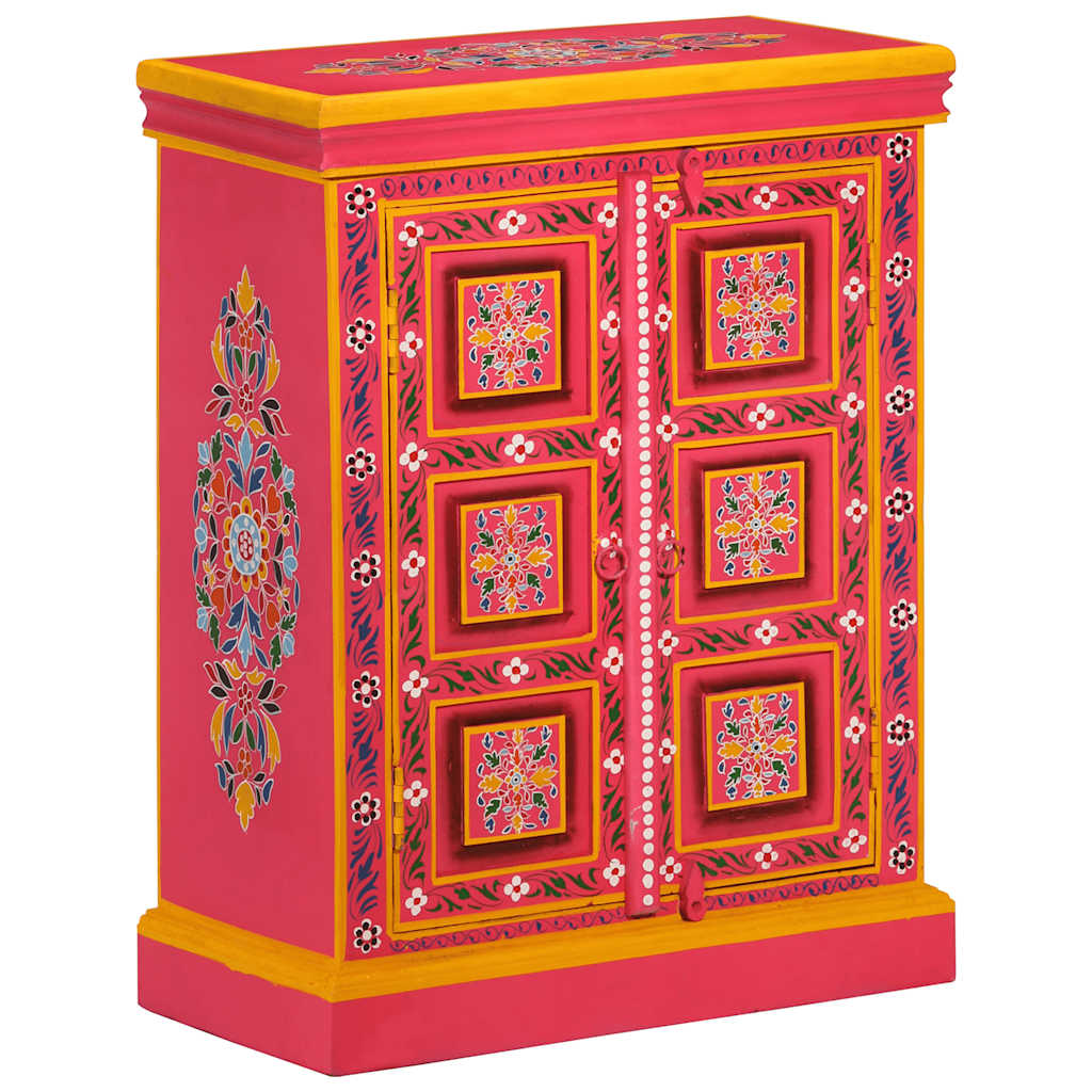 Buffet Bois massif de manguier Peinture rose à la main