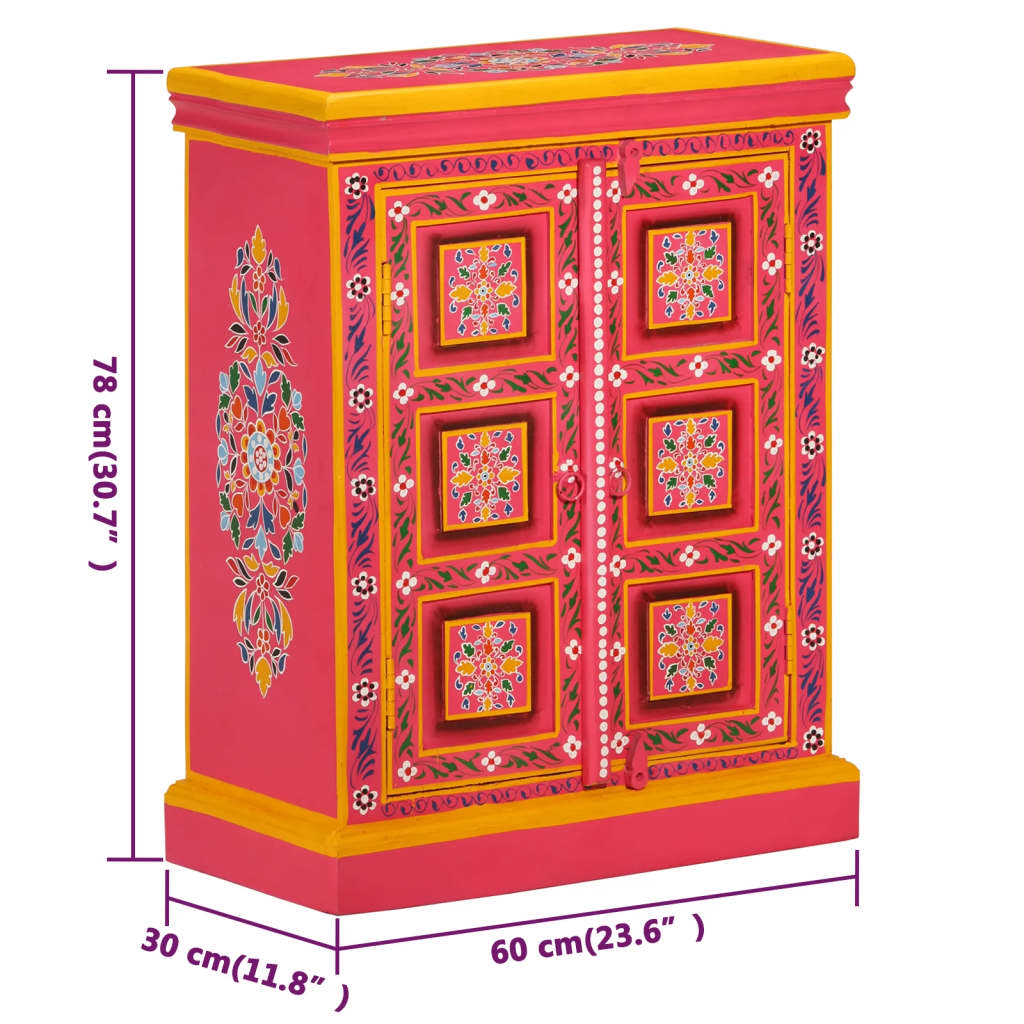 Buffet Bois massif de manguier Peinture rose à la main - XIOS