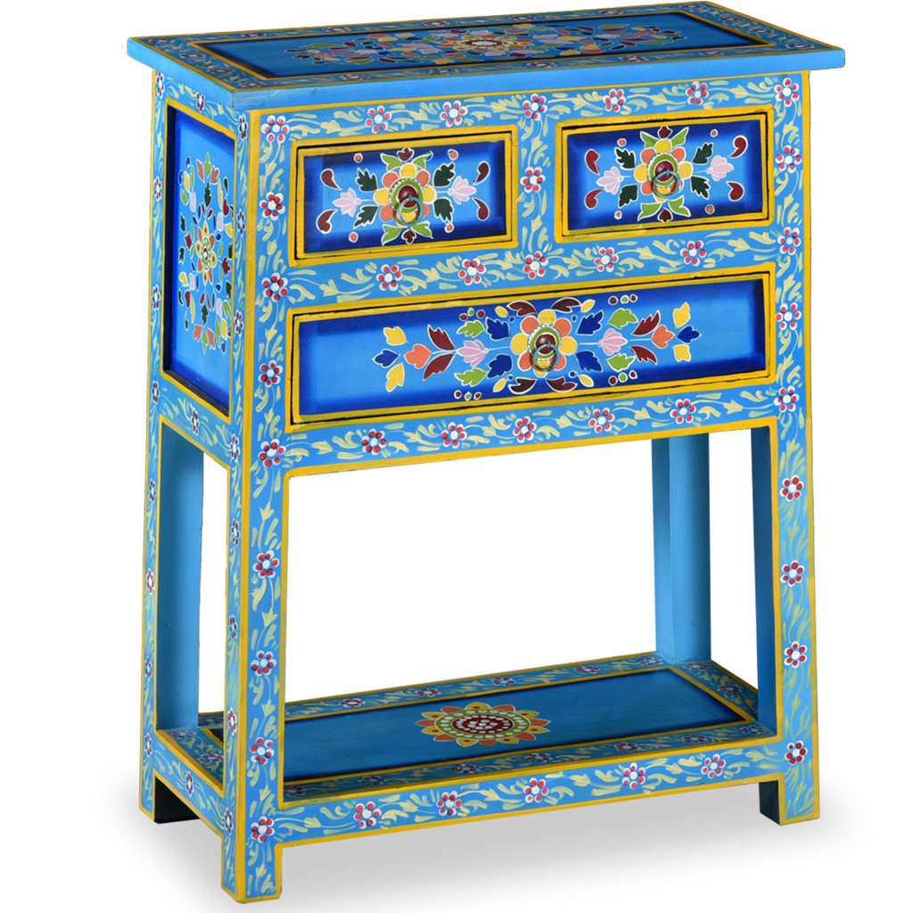 Buffet avec tiroirs Bois massif de manguier Peinture turquoise - XIOS