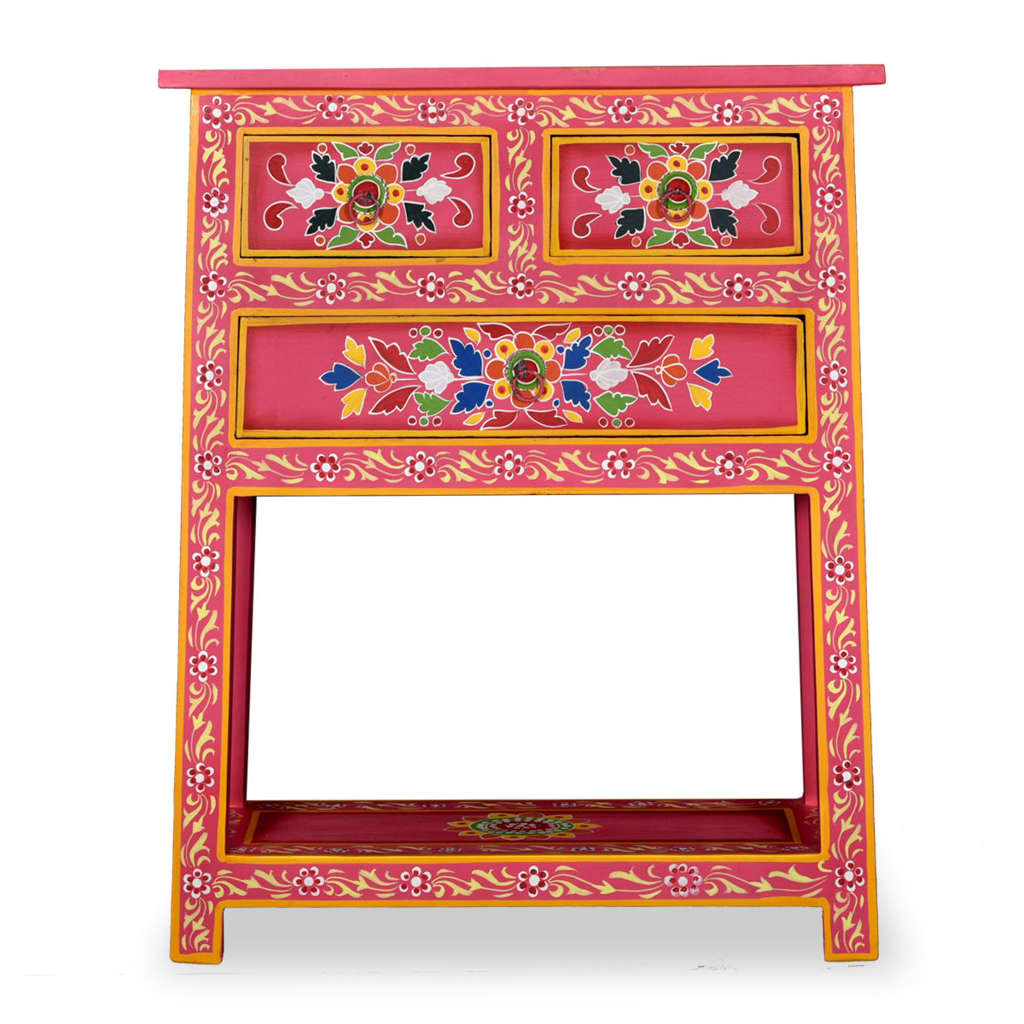 Buffet avec tiroirs Bois massif de manguier Peinture rose - XIOS