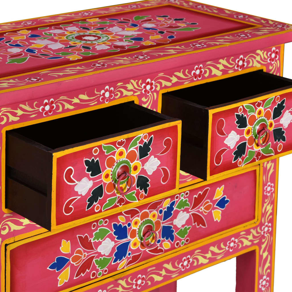 Buffet avec tiroirs Bois massif de manguier Peinture rose - XIOS
