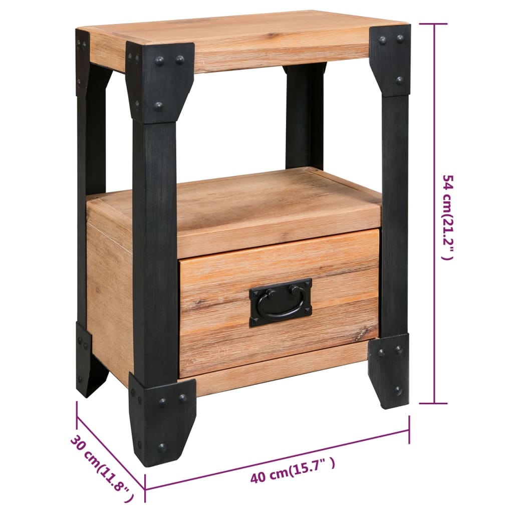 Table de chevet Bois d'acacia Acier 40 x 30 x 54 cm - XIOS