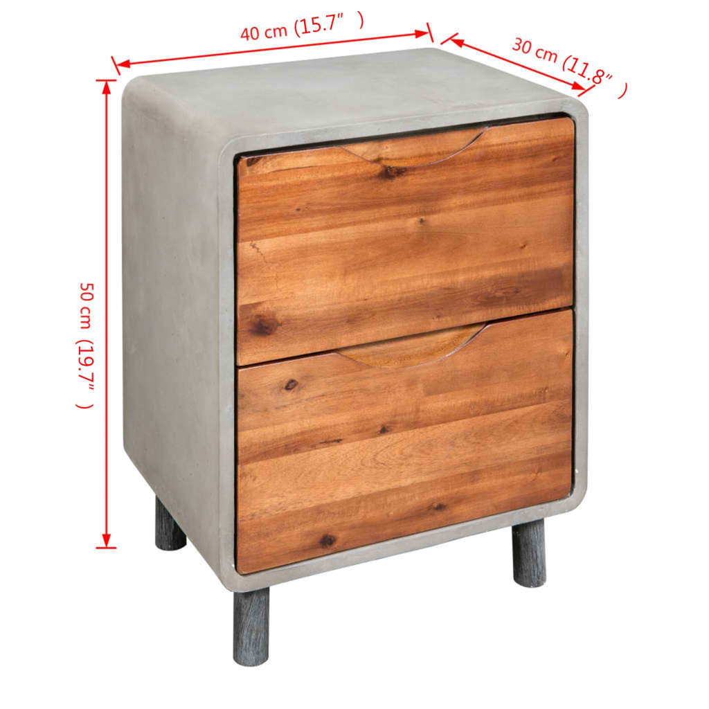 Table de chevet Bois d'acacia massif 40 x 30 x 50 cm - XIOS