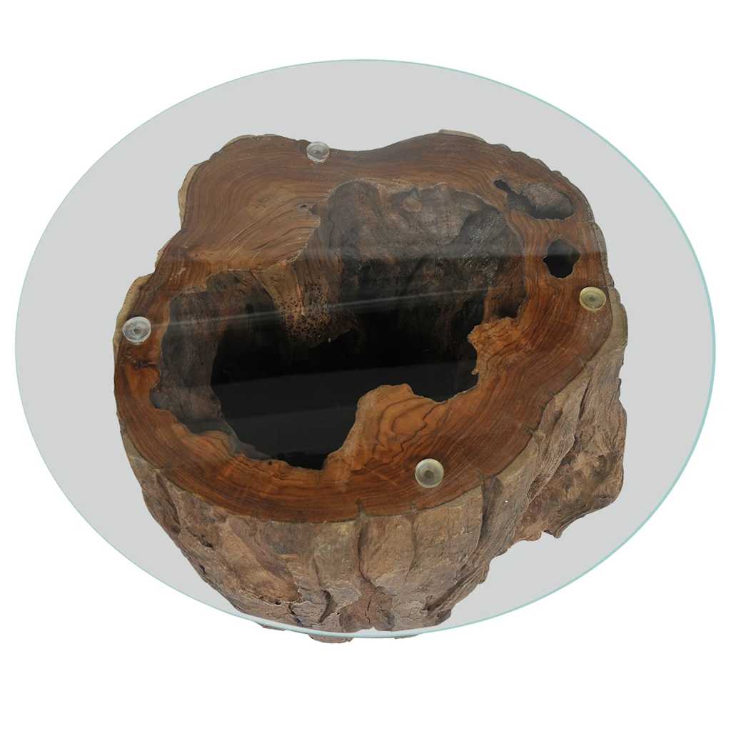 Table basse Teck Verre 50x40 cm - XIOS