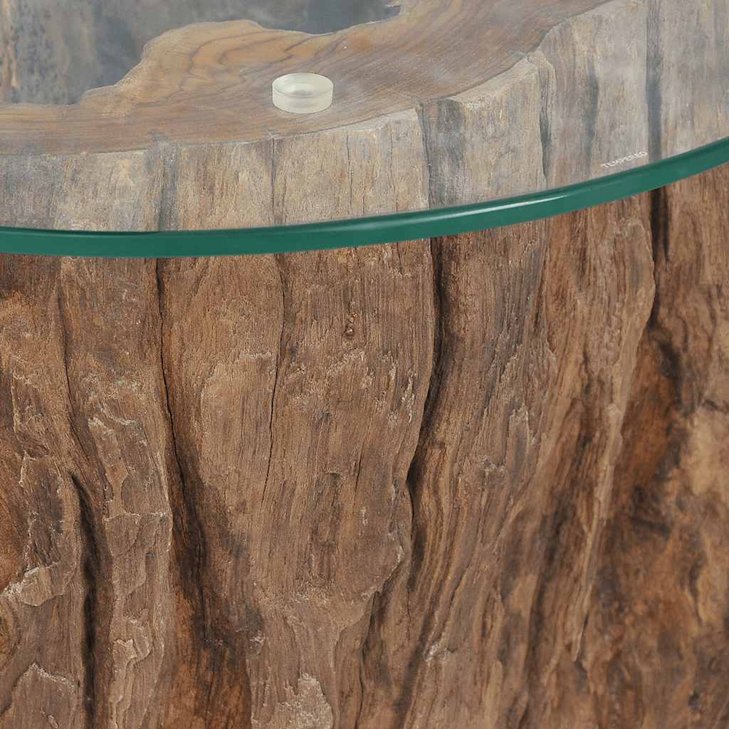 Table basse Teck Verre 50x40 cm - XIOS