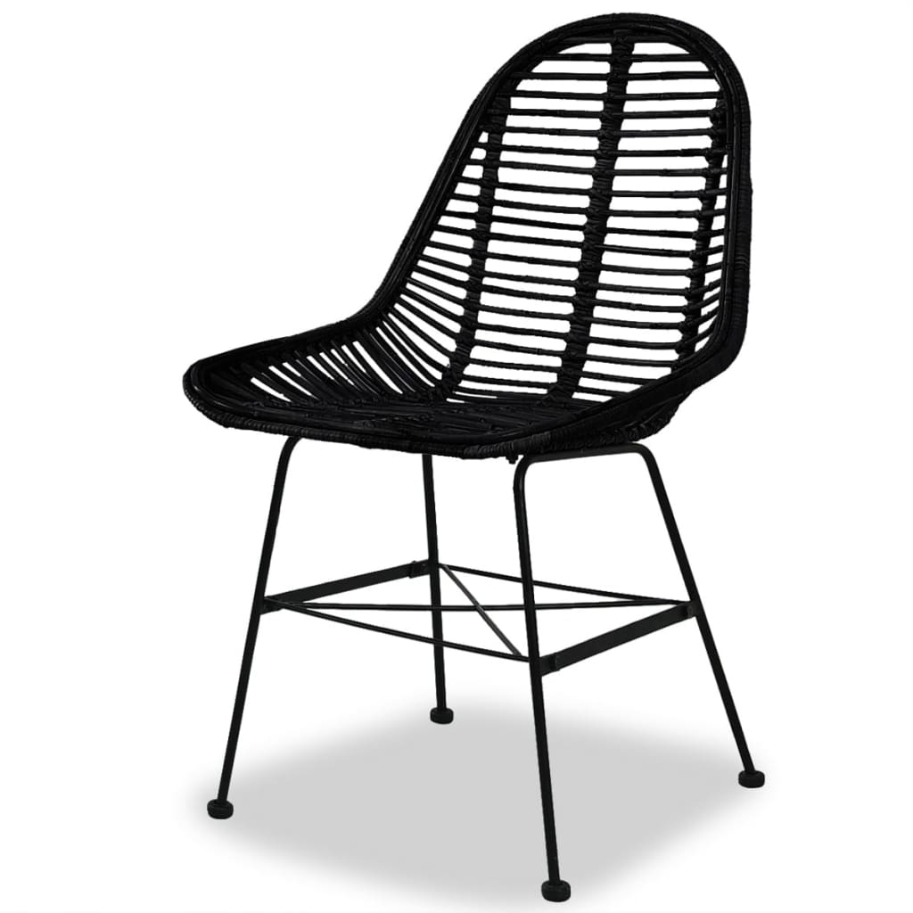 Chaises à manger lot de 4 noir rotin naturel - XIOS