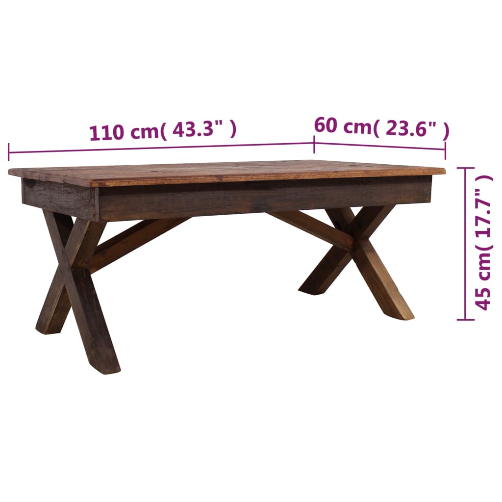 Table basse bois de récupération mélangé 110x60x45 cm - XIOS