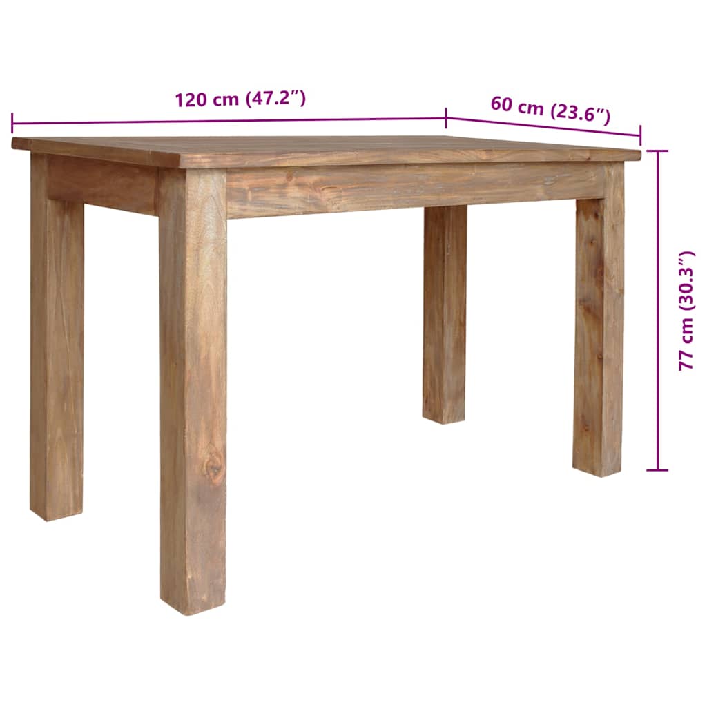 Table à manger bois d'acajou massif 120x60x77 cm - XIOS