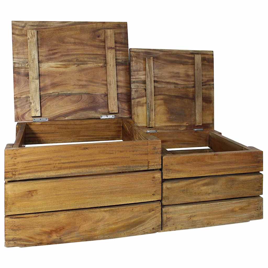Ensemble de caisse de rangement 2 pcs bois d'acajou massif - XIOS