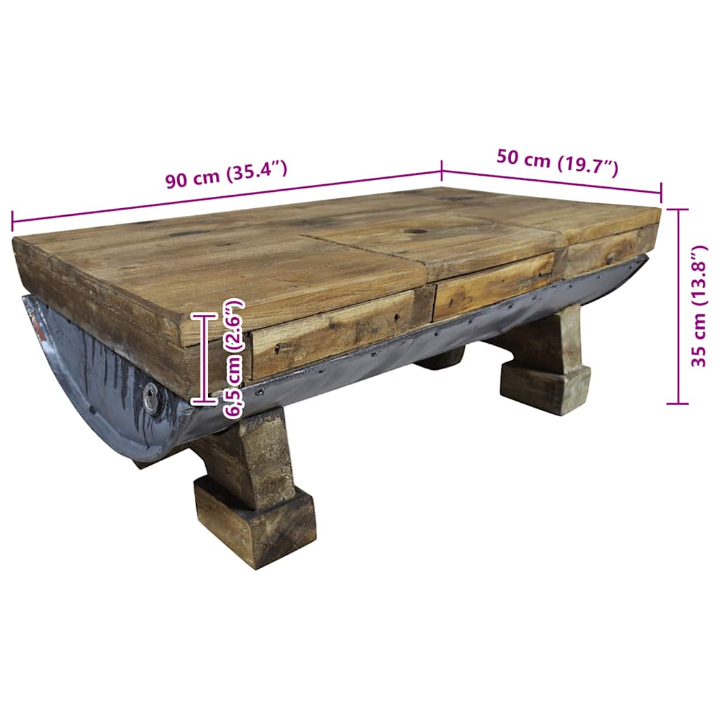Table basse bois de récupération mélangé 90x50x35 cm - XIOS