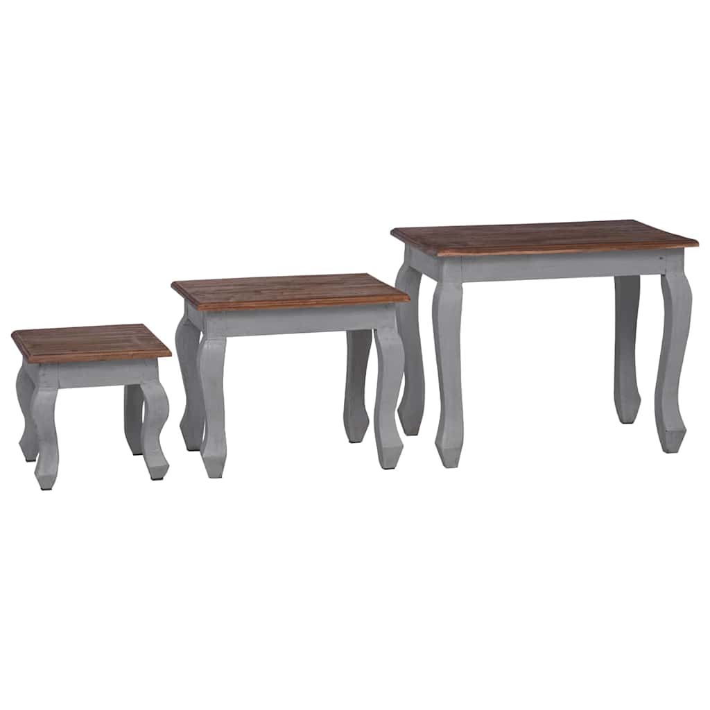 Ensemble de tables gigognes 3 pcs bois d'acajou massif - XIOS