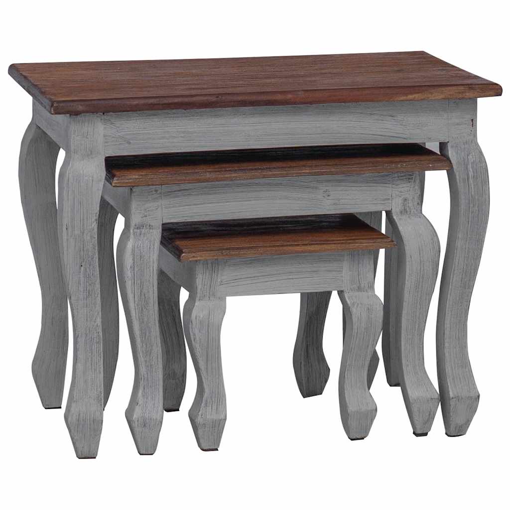 Ensemble de tables gigognes 3 pcs bois d'acajou massif - XIOS