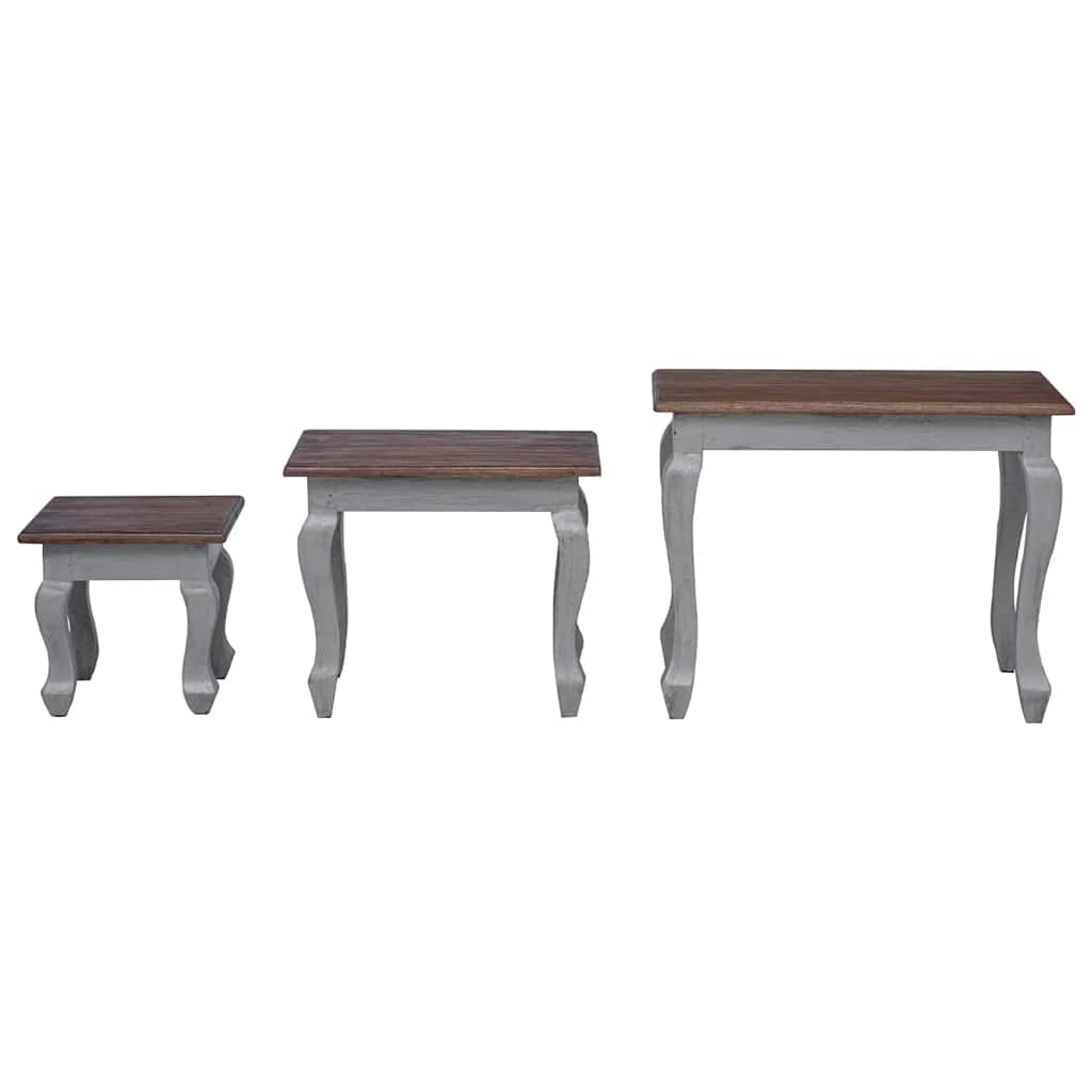 Ensemble de tables gigognes 3 pcs bois d'acajou massif - XIOS