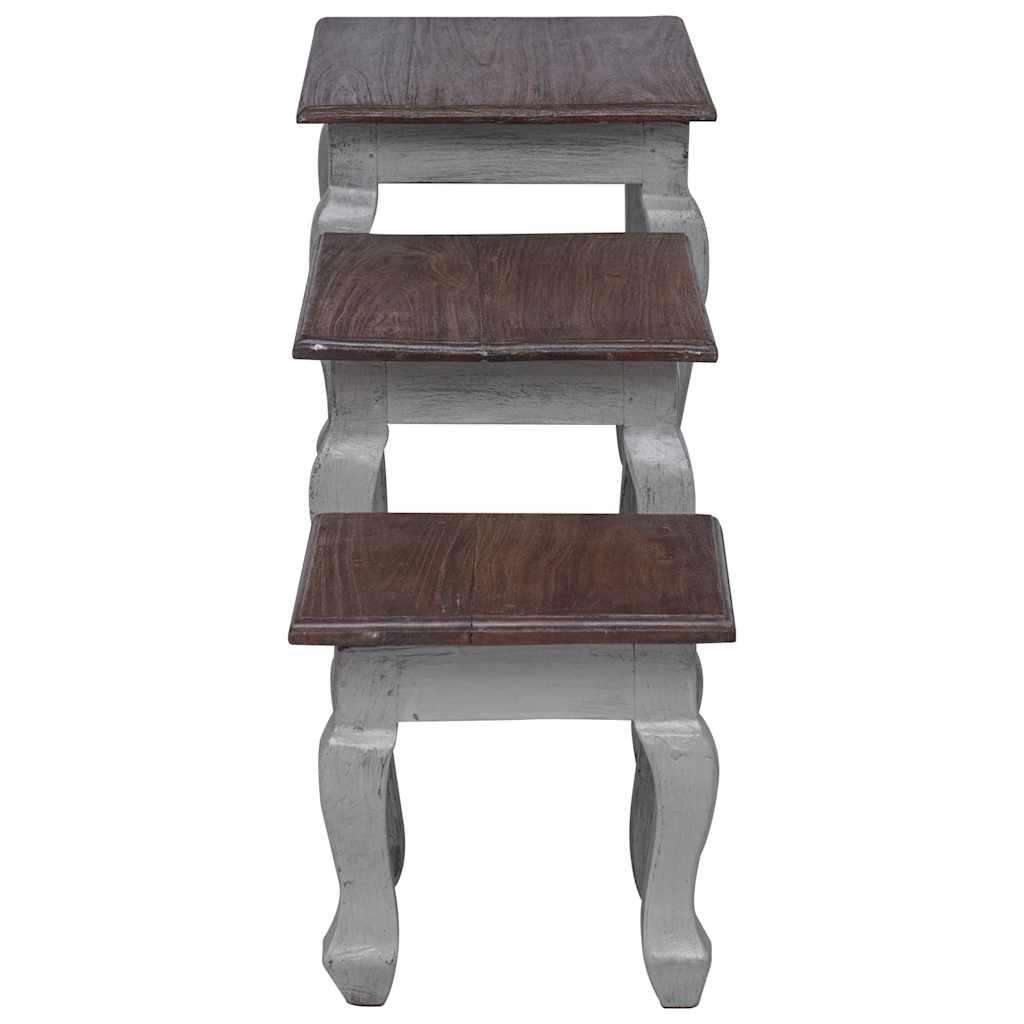 Ensemble de tables gigognes 3 pcs bois d'acajou massif - XIOS