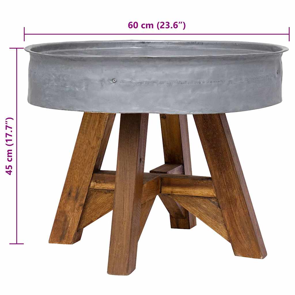 Table basse bois de récupération mélangé 60x45 cm argenté - XIOS