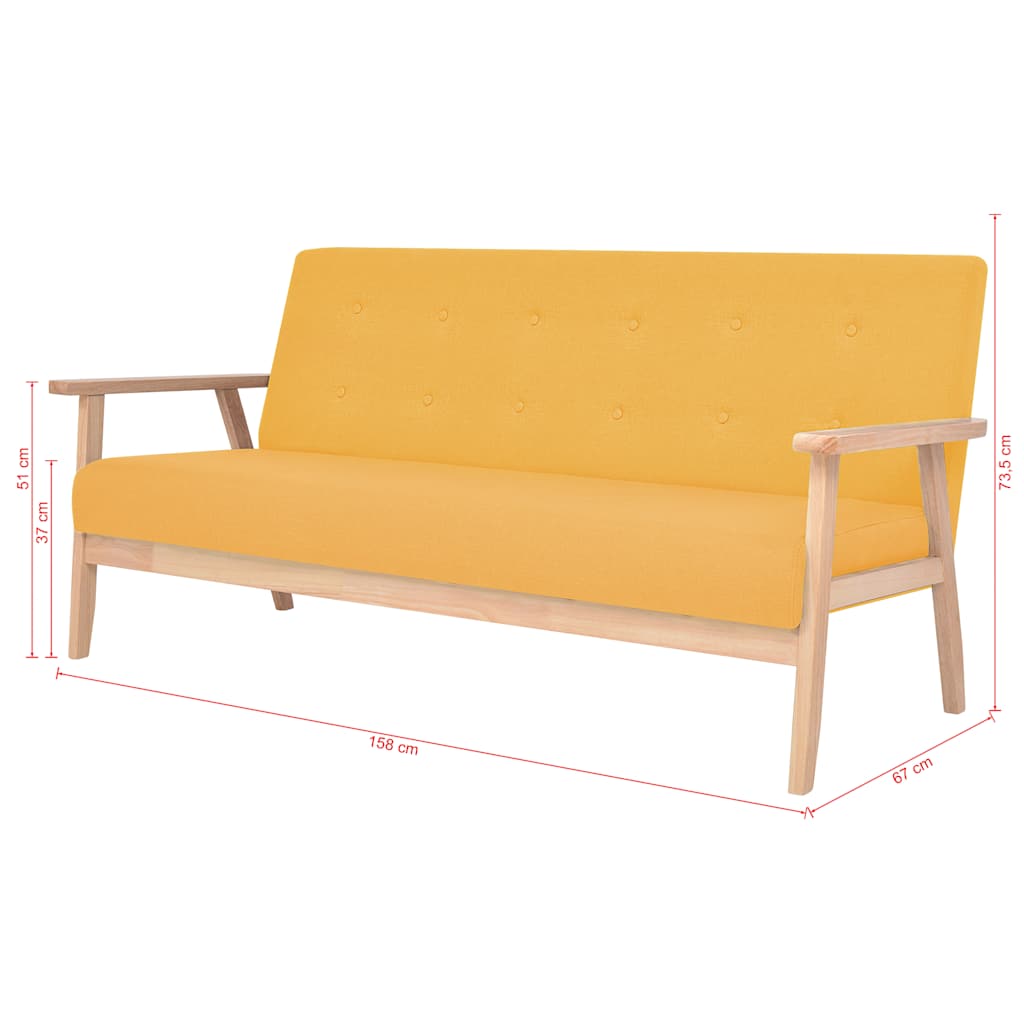 Canapé à 3 places Tissu Jaune - XIOS