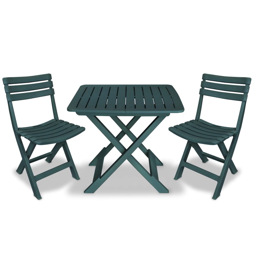 Ensemble de bistro pliable 3 pcs Plastique Vert - XIOS