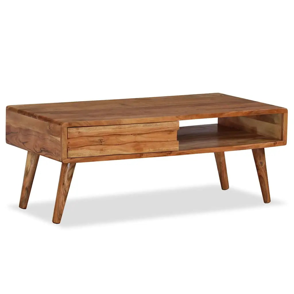 Table basse Bois massif avec tiroir sculpté 100x50x40 cm - XIOS