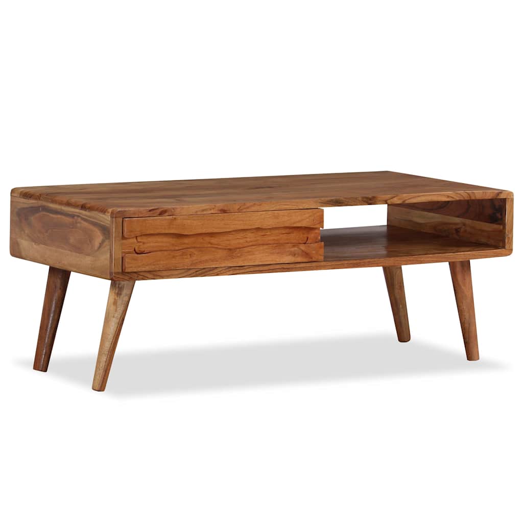 Table basse Bois massif avec tiroir sculpté 100x50x40 cm