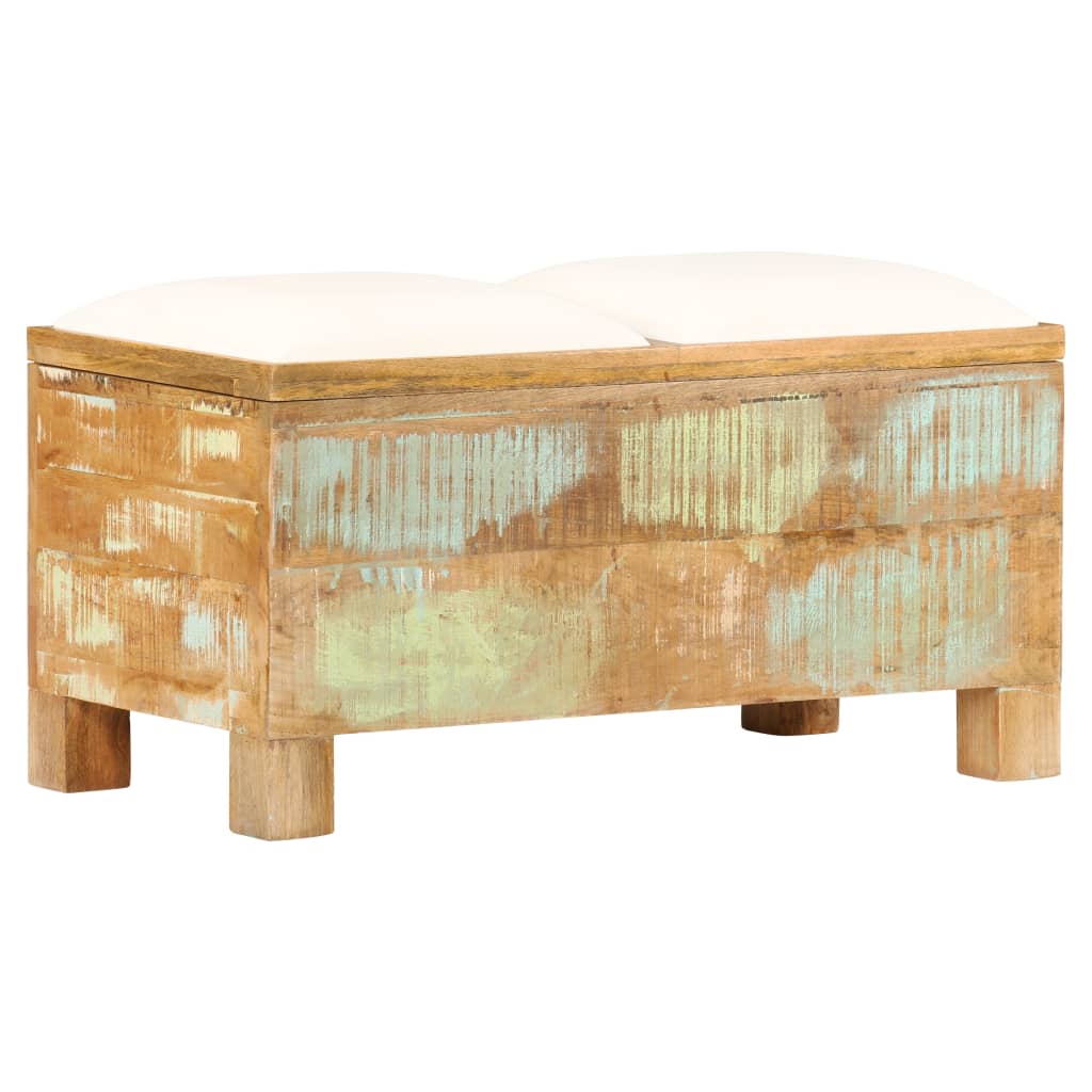 Banc de rangement Bois massif recyclé 80 x 40 x 40 cm - XIOS
