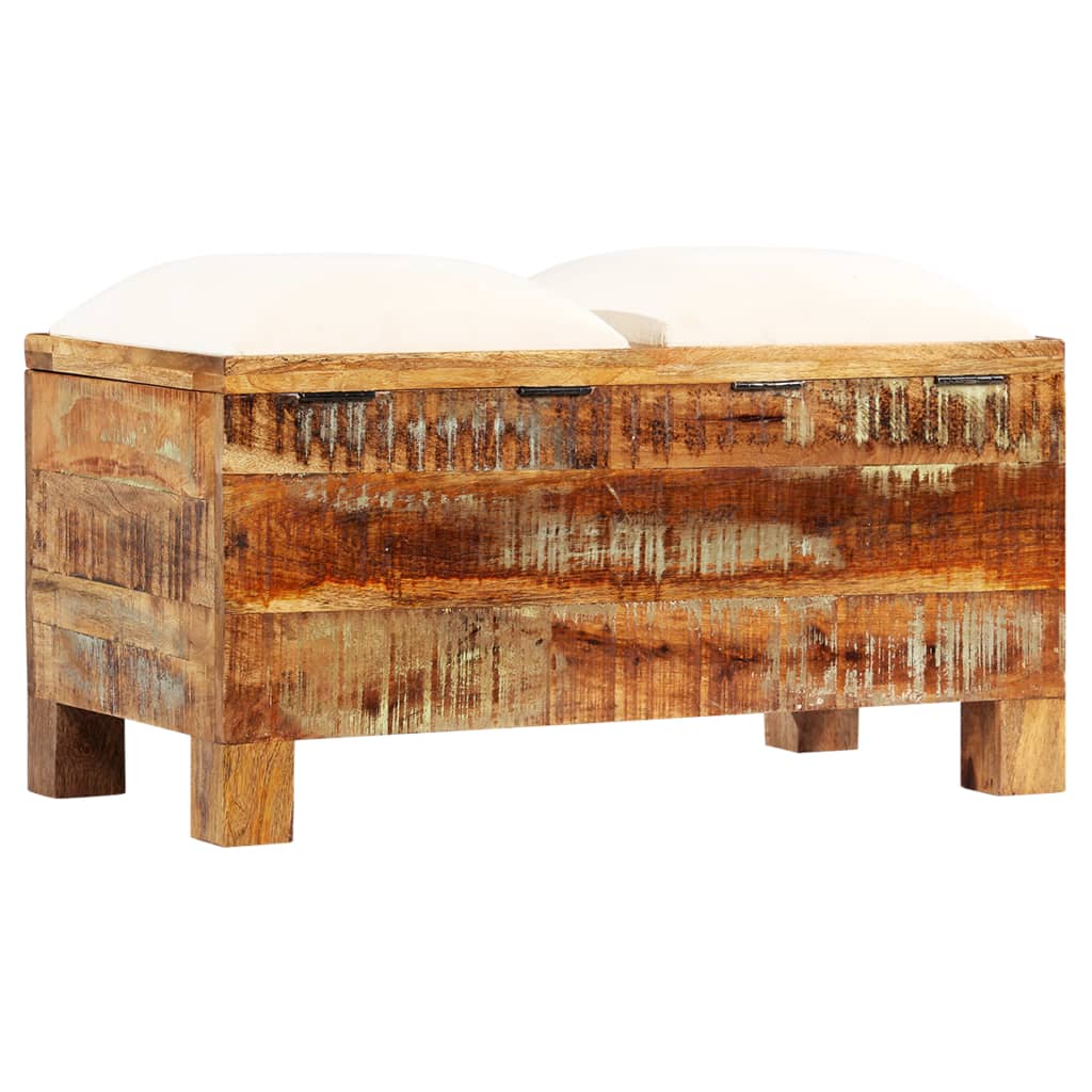 Banc de rangement Bois massif recyclé 80 x 40 x 40 cm - XIOS