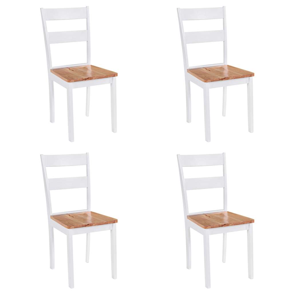 Chaises à manger lot de 4 blanc bois d'hévéa massif - XIOS