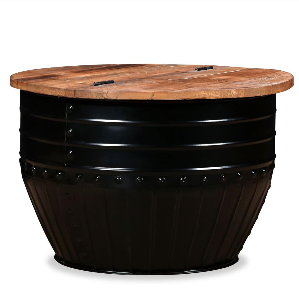 Table basse Bois de récupération massif Forme de baril Noir - XIOS