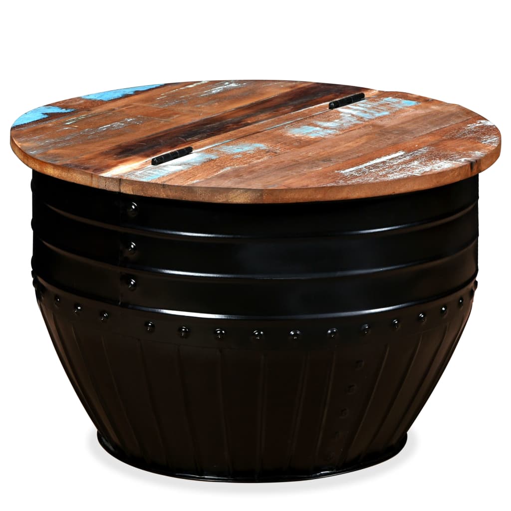 Table basse Bois de récupération massif Forme de baril Noir - XIOS